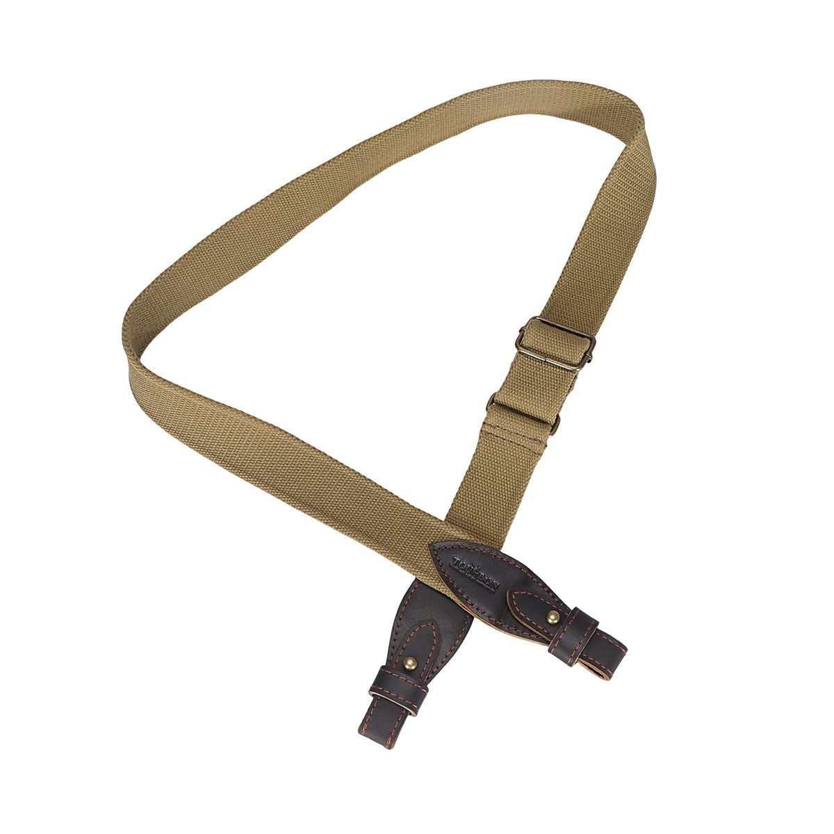 Adjustable Hunting Rifle Sling Webbing Strap with Leather Ends - Universal Fit