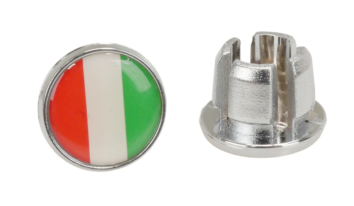 Handlebar End Plugs - Plastic Bar Ends with Italian Flag Design - Pair