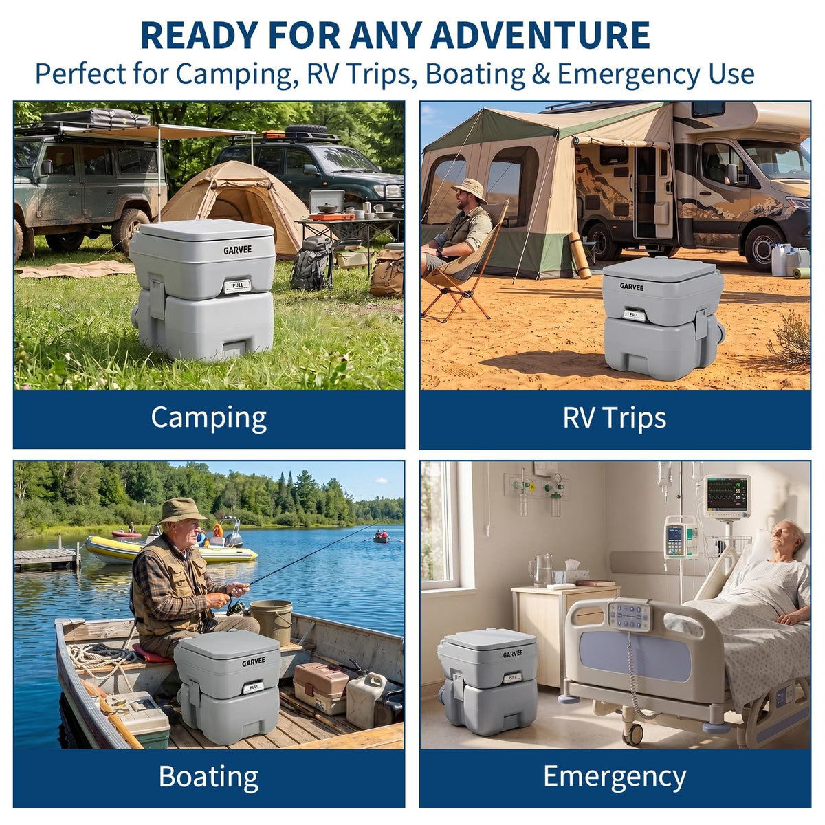Portable Camping Toilet with 5.3 Gallon Waste Tank & Carry Bag