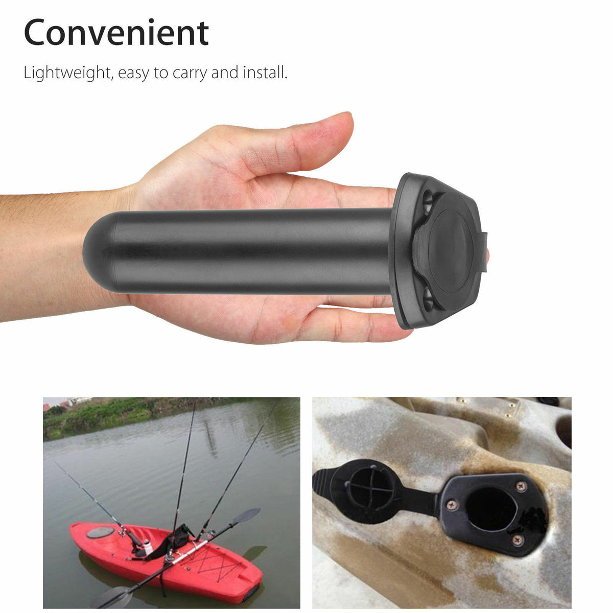 2 Pack Kayak Fishing Rod Holders with Cap Cover - Durable Mounting Brackets