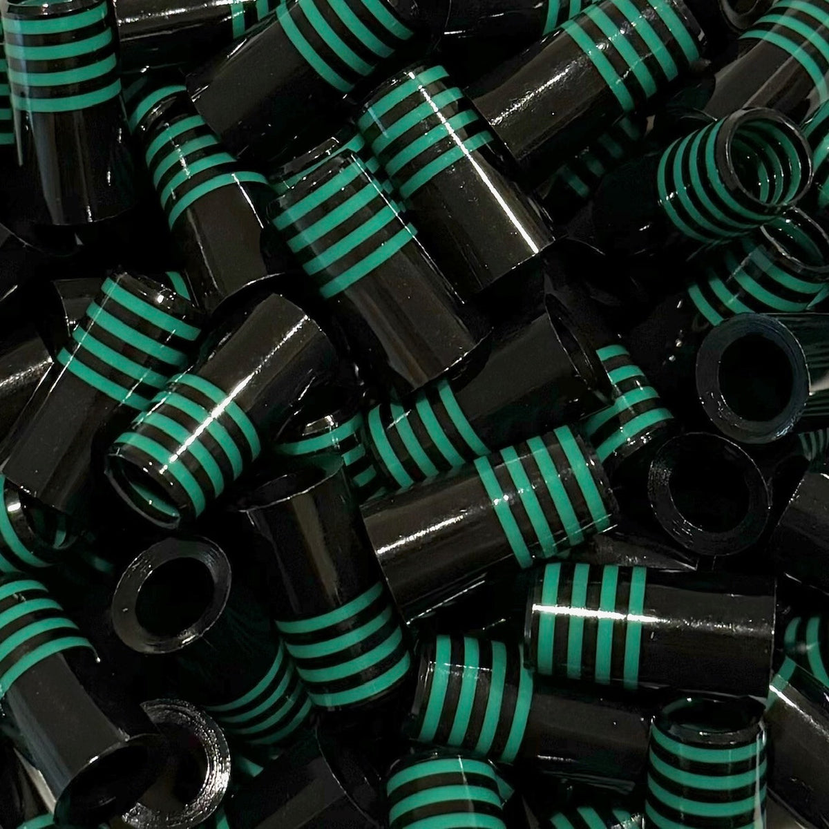 Golf Iron Ferrules 1 Inch Black with Green Rings Set of 12