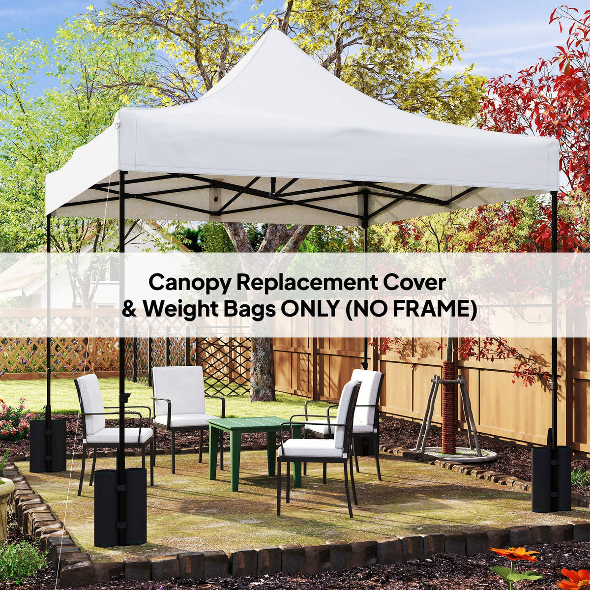 10x10 Pop Up Canopy Replacement Top with Weight Bags - White