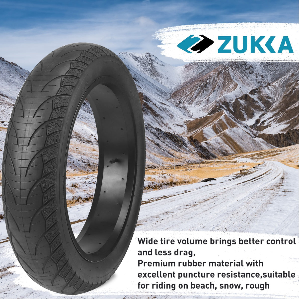 20x4.0 Fat Bike Tires with 2 Inner Tubes - Durable Electric Mountain Snow Bike
