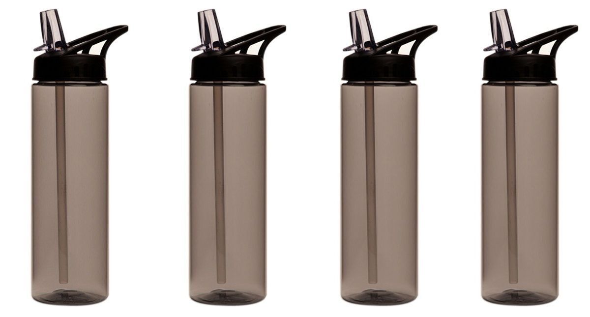 Set of 4 24 Oz Sport Water Bottles with Flip-Up Sipper Straw & Twist-On Lid