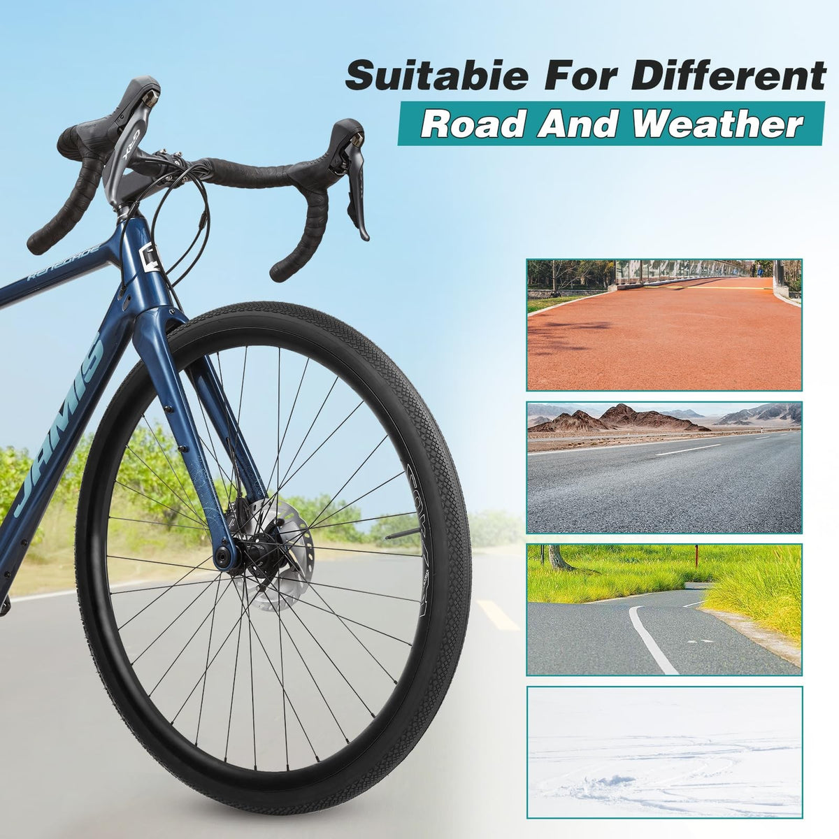 700x40/42C Gravel Bike Tires with Tubes - Foldable, Durable, for Off-Road & Road Cycling
