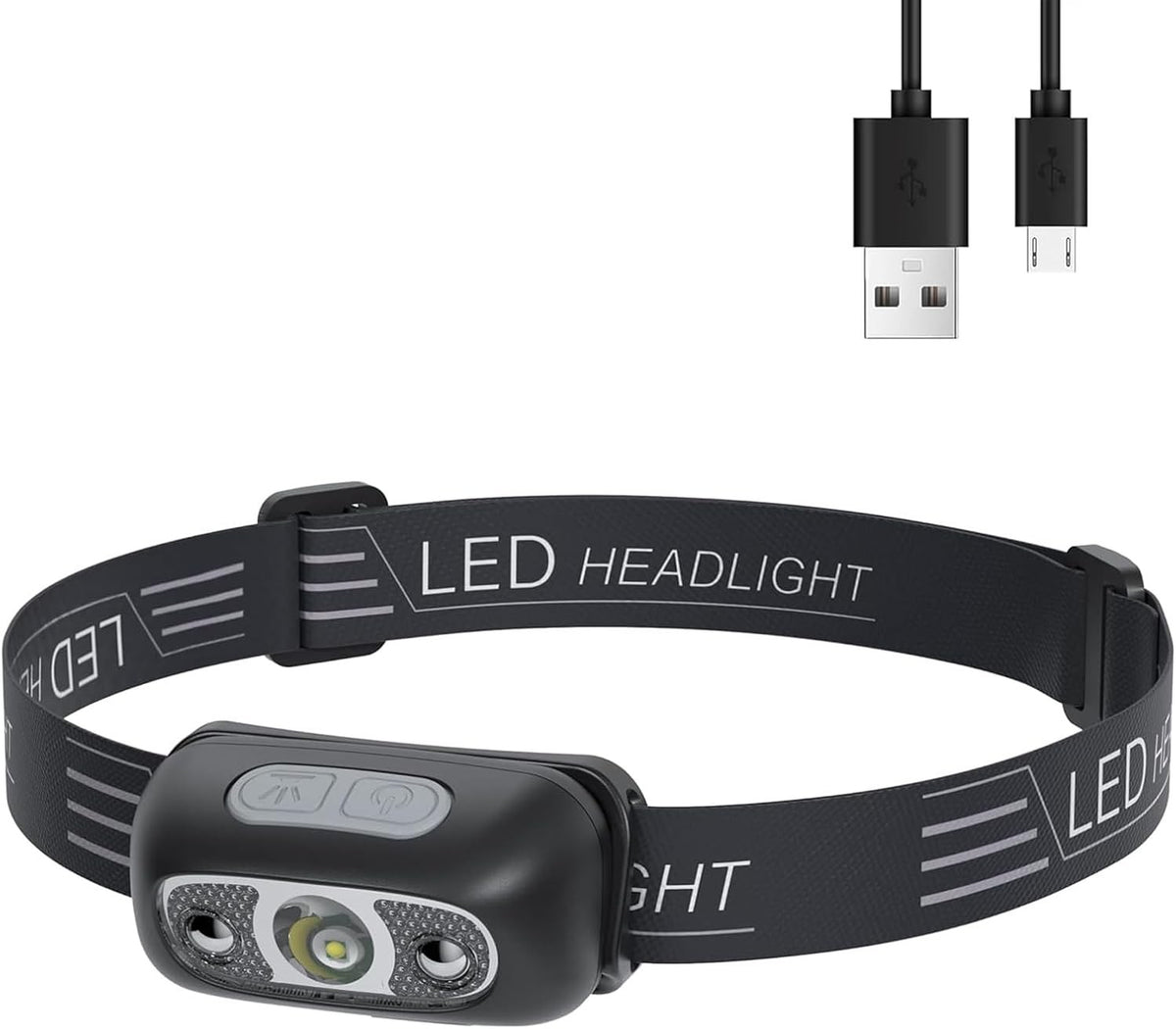 Rechargeable LED Headlamp Waterproof Camping Head Torch with Adjustable Brightness