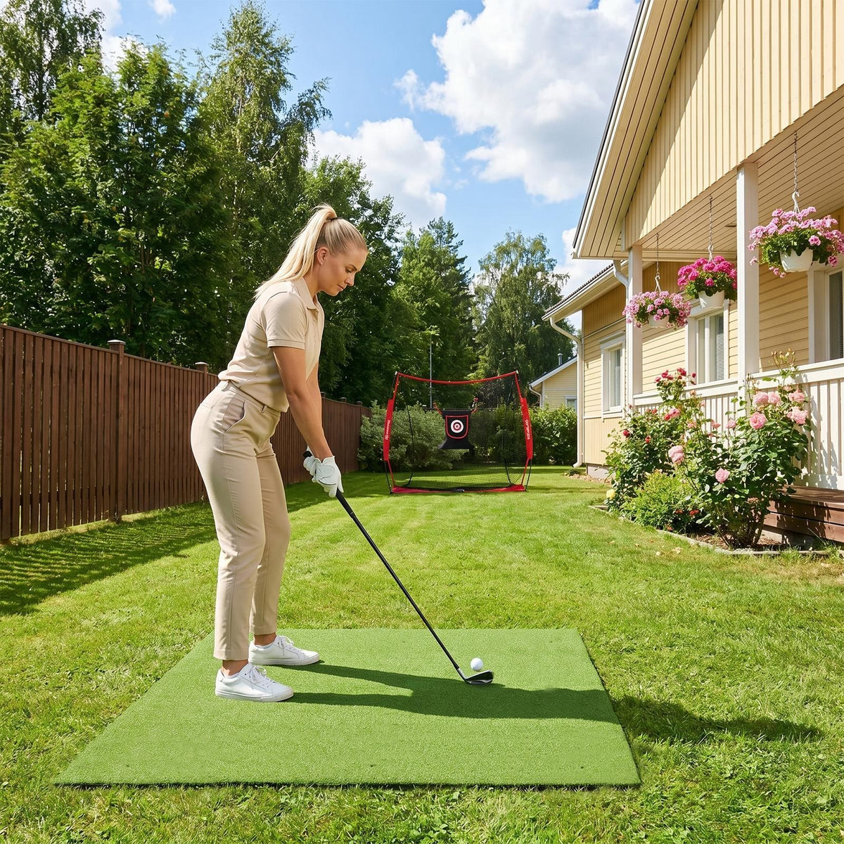 Dual Turf Golf Hitting Mat 5x4FT - High-Density Practice & Tee Area