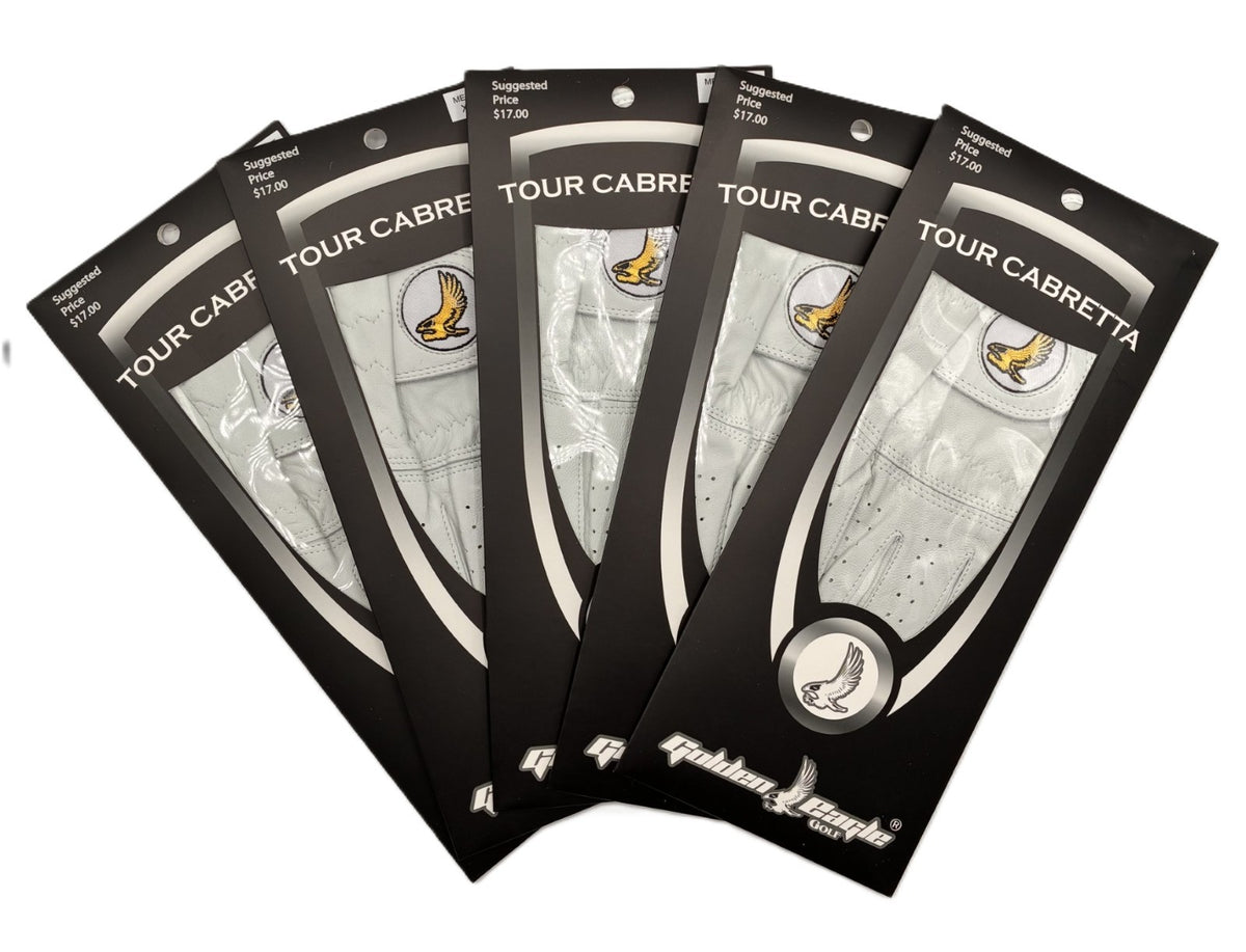 Golf Gloves 5-Pack Men LH Tour Cabretta Leather Comfortable Grip