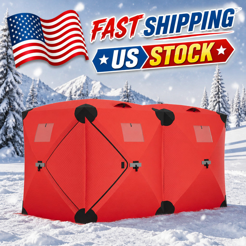 Insulated Pop Up Ice Fishing Shelter for 4-6 People, 210D Oxford Fabric