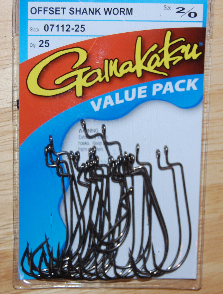 Gamakatsu Offset Shank Worm Hook Size 2/0 – Bronze Value Pack