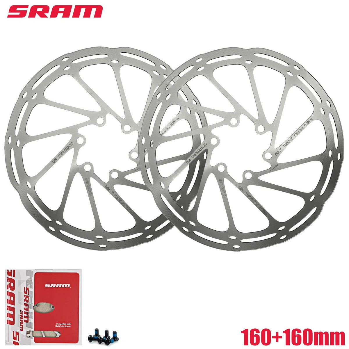Disc Brake Rotor 6-Bolt MTB Road Bike Compatible with SRAM and Avid