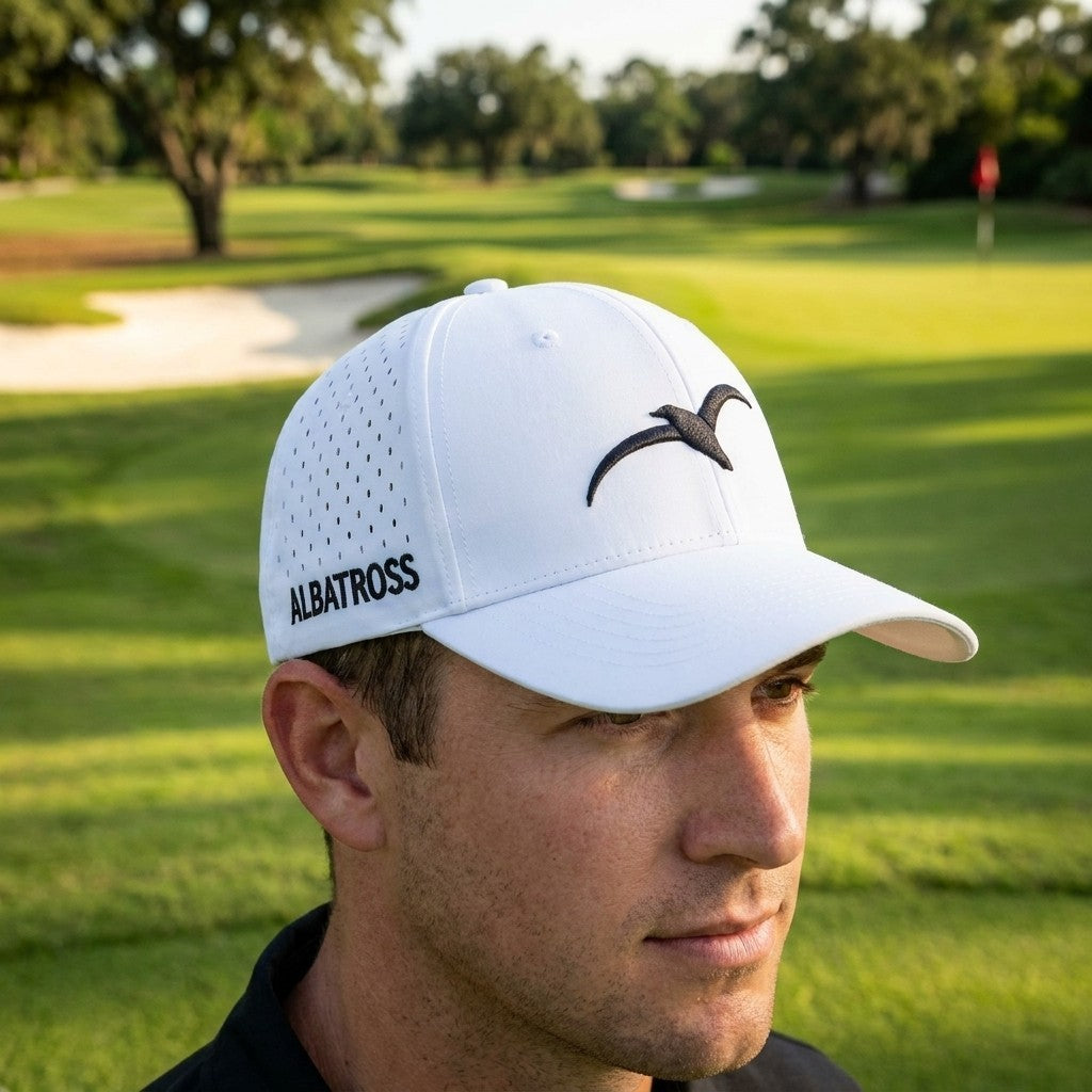 Performance White Adjustable Golf Hat - Classic Fit Sun Protection