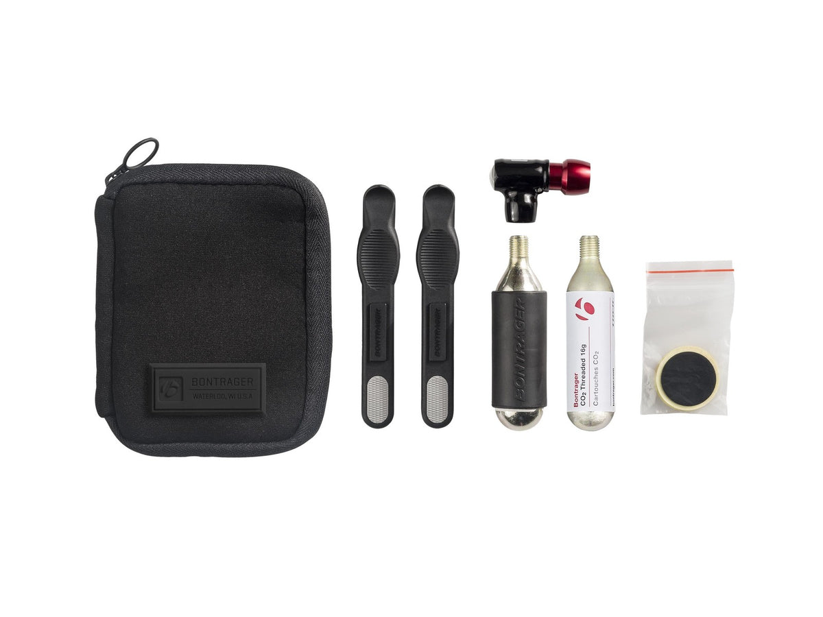 Cycling Flat Repair Kit with CO2 Inflator and Patches - Presta & Schrader Compatible