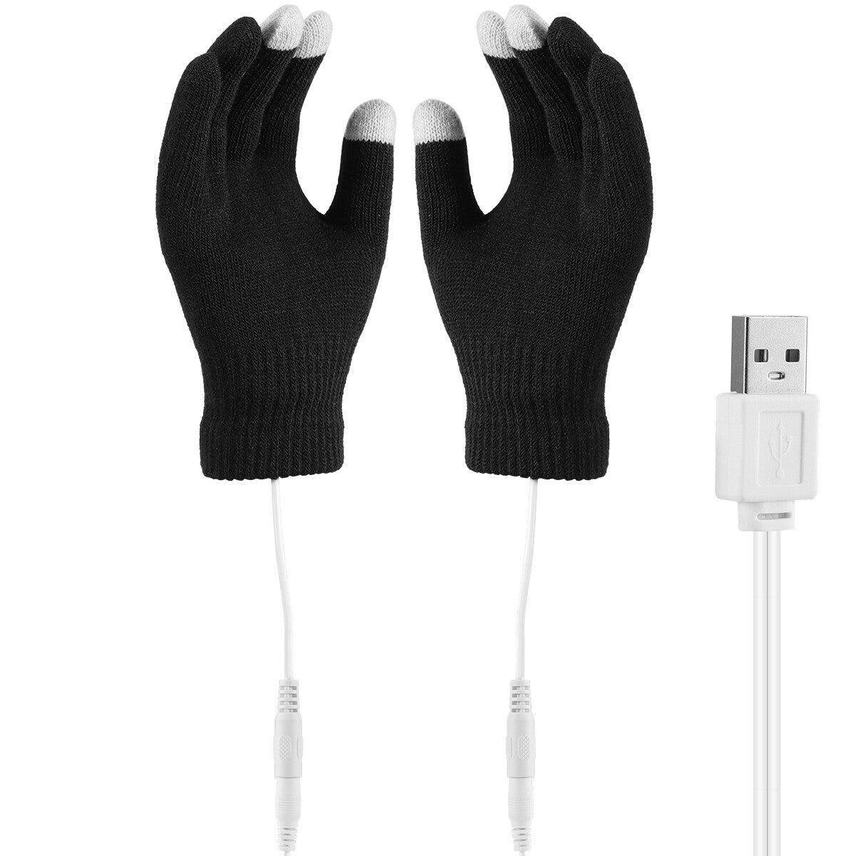 USB Heated Gloves Touchscreen Winter Mittens Knitted Hand Warmers