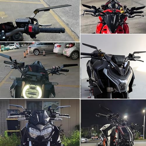 Adjustable Motorcycle Rearview Mirror with Anti-Glare Blue Lens & 360° Rotation