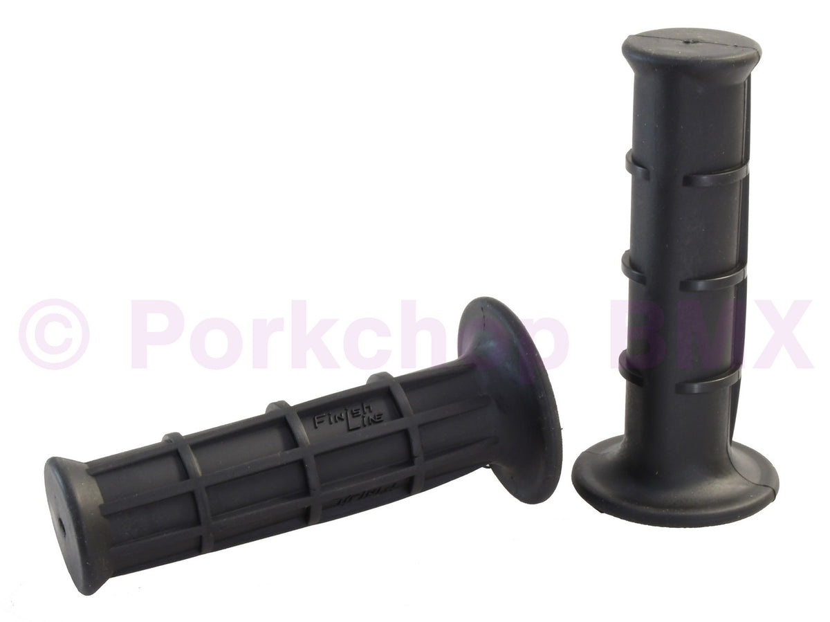 BMX Bicycle Handlebar Grips - Finish Line Old School Black Pair