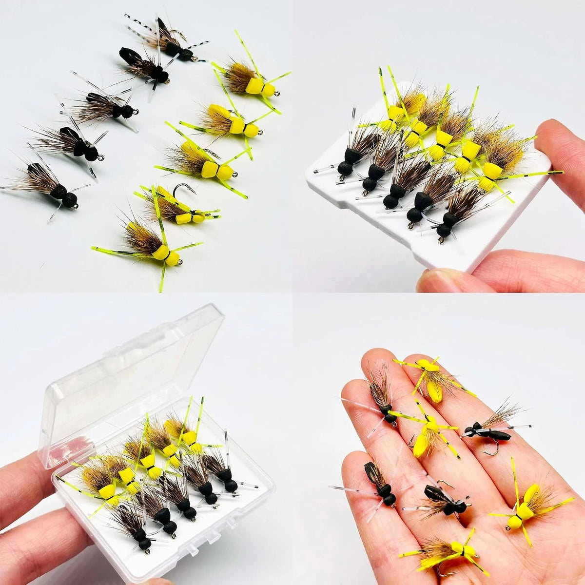 10 Pcs Fly Fishing Lures Dry Flies Mayfly Foam Body Topwater Baits for Trout Bass Salmon