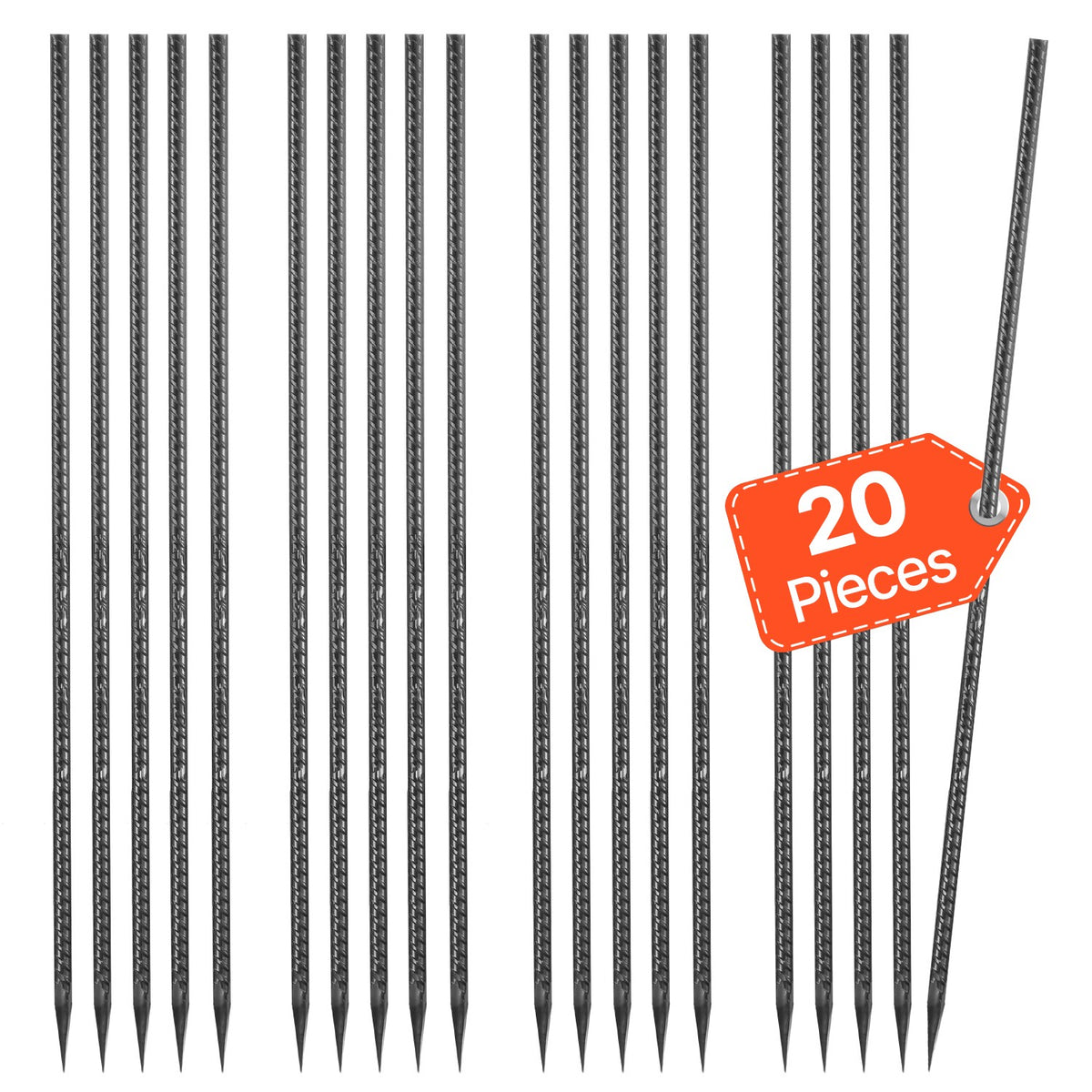 24-Inch Galvanized Steel Rebar Stakes 20 Pack Heavy Duty Ground Anchors