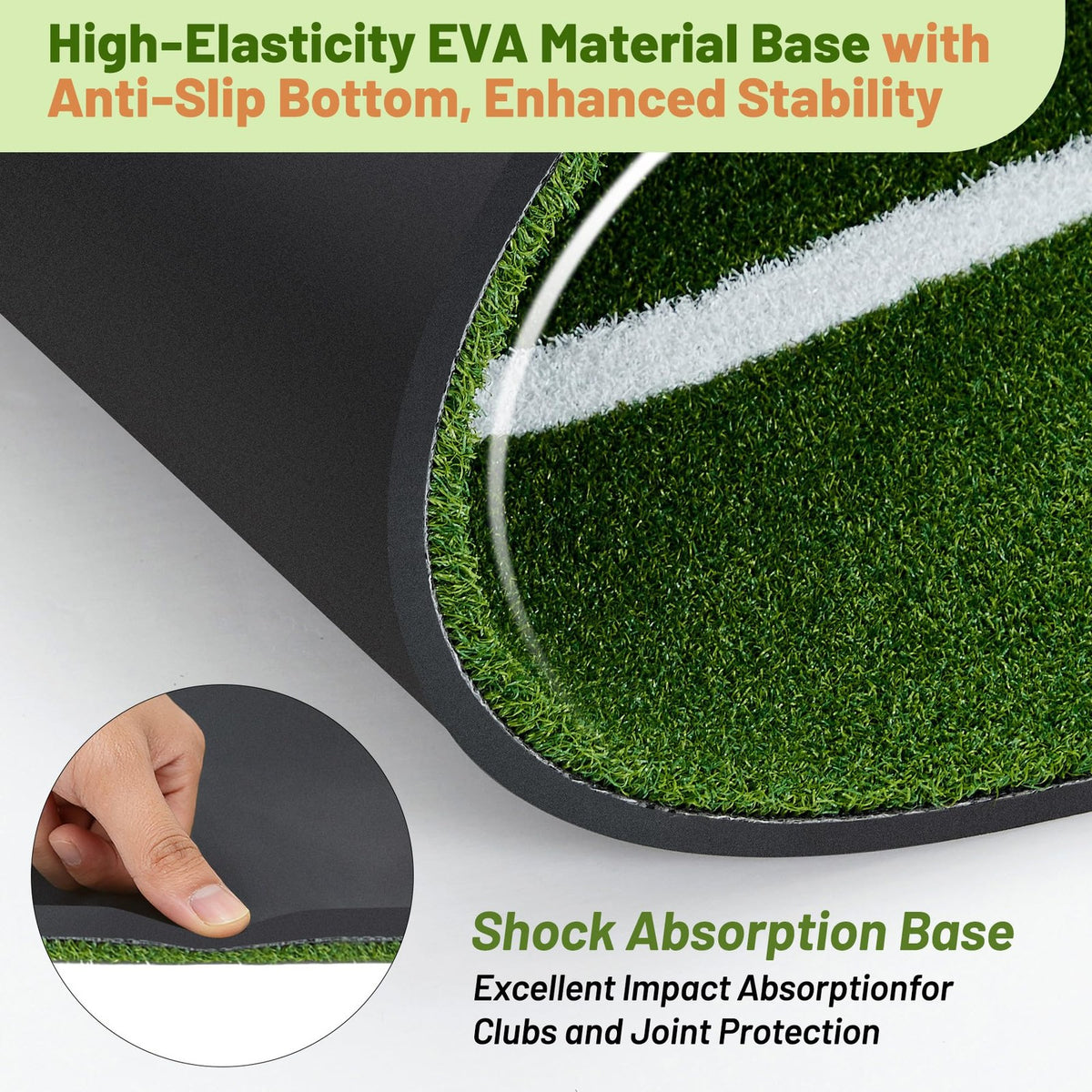 Golf Hitting Mat 5x4ft Dual-Turf Practice Mat with 6 Tees - Indoor Outdoor Training