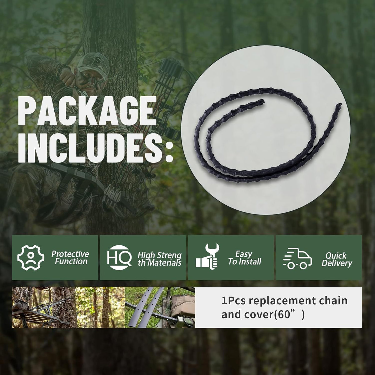 60-Inch Hunting Tree Stand Replacement Chain & Cover - Climbing & Climber