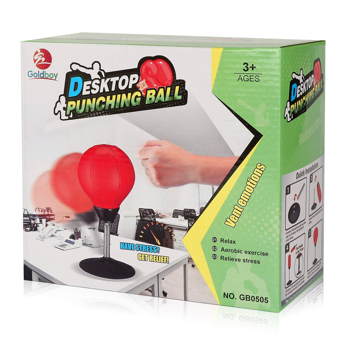 Stress Buster Desktop Punching Bag Stand with 2 Extra Balls - Red Reflex Boxing