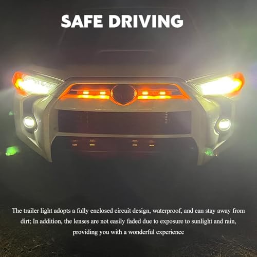 4PCS Amber LED Grill Lights with Fuse Adapter for Trucks - Waterproof Front Bumper Lamps
