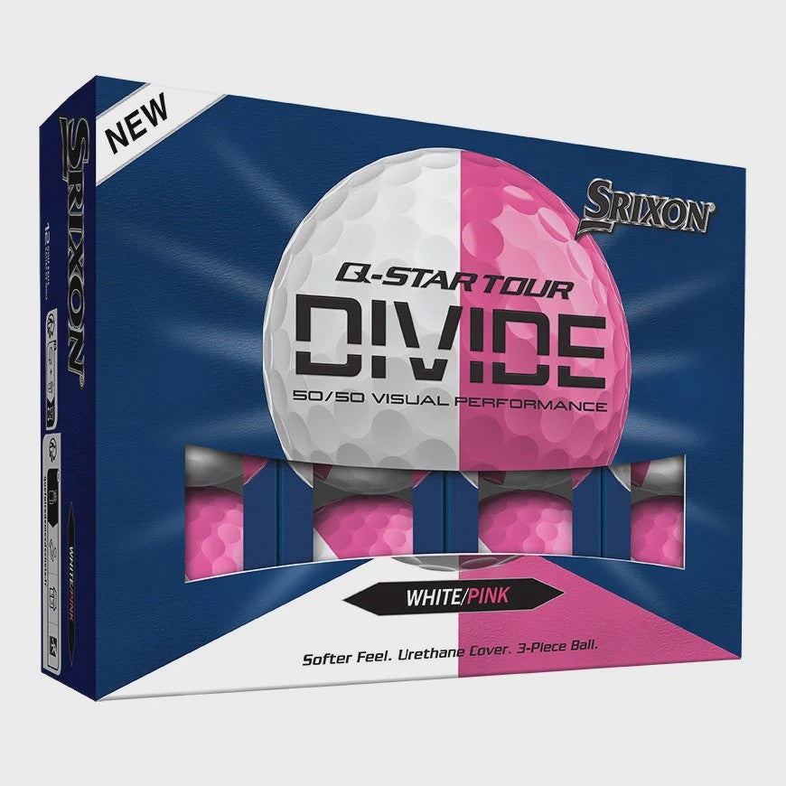 Srixon Q-Star Tour Divide White Pink Golf Balls - Dozen