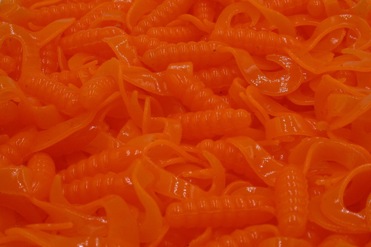 Twin Tail Twister Grubs for Freshwater Fishing - 2 Inch Orange Jig Lures
