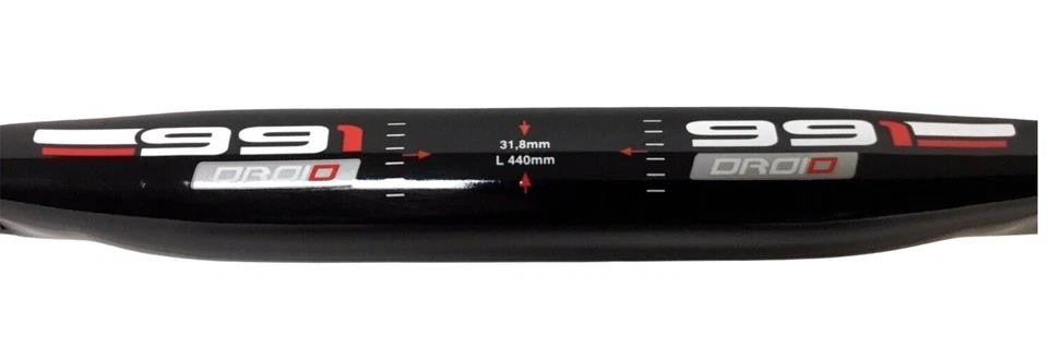 991 Droid Aero Road Handlebar 44cm 31.8mm Flat Top Drop Bar Black