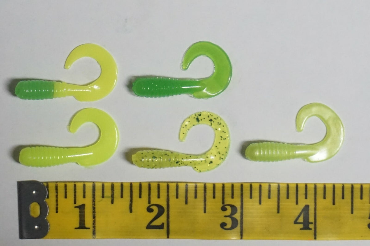 Soft Plastic Fishing Lures - 100 Curly Tail Grubs 1.5" for Panfish & Bass