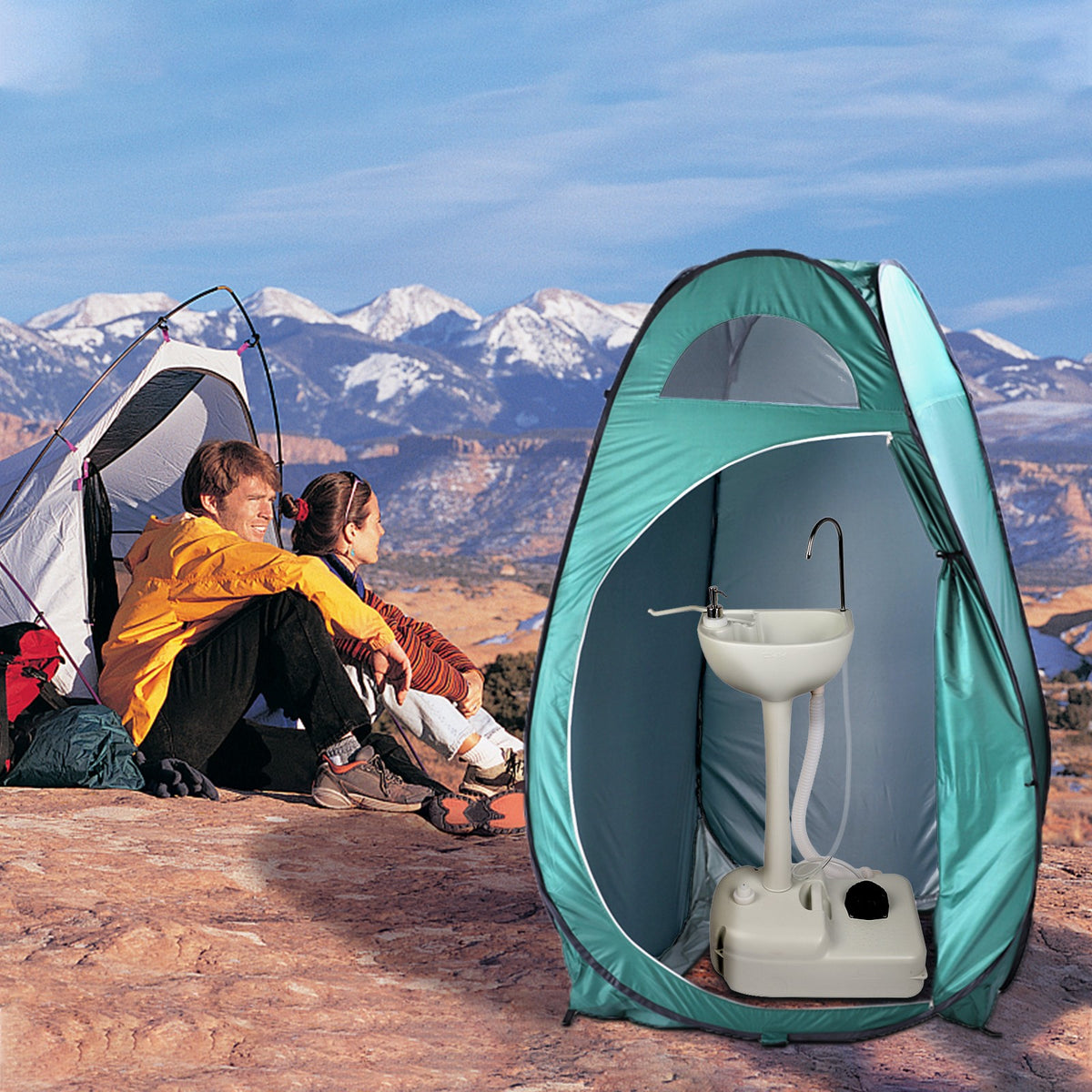 Portable Camping Sink with Water Tank and Foot Pump for Outdoor Use