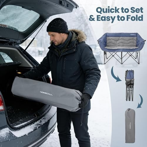 42-Inch Heavy Duty Double Camping Chair Supports 700 lbs for Outdoor Use