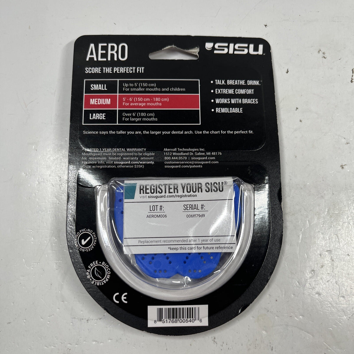 Adult Mouthguard Medium Aero Guard 1.6mm Royal Blue Sports Protective Gear