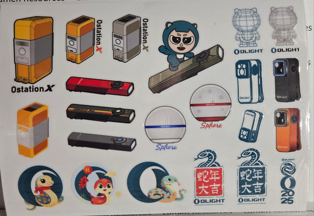 Olight 2025 Decals - Sticker Sheet for Flashlights & Accessories