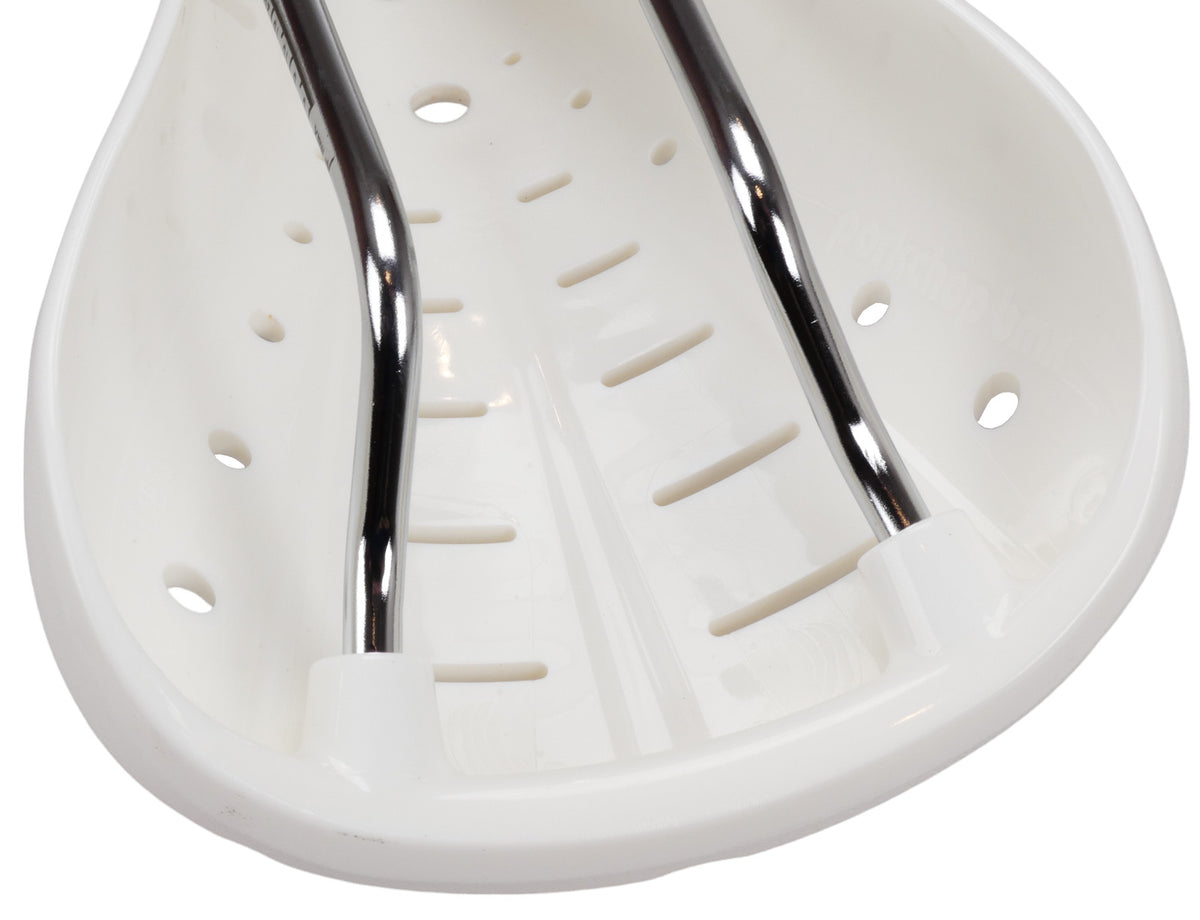Old School BMX Saddle - Reissue White Bicycle Seat 247mm x 142mm