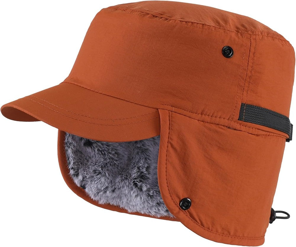 Men's Winter Hat with Visor and Earflaps - Waterproof, Insulated, Adjustable