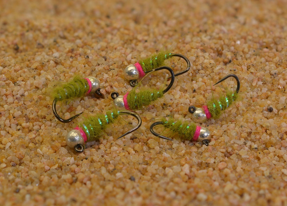 Euro Nymph Fly Jig Head with Tungsten Bead - Barbless Hanak Hook - All Sizes