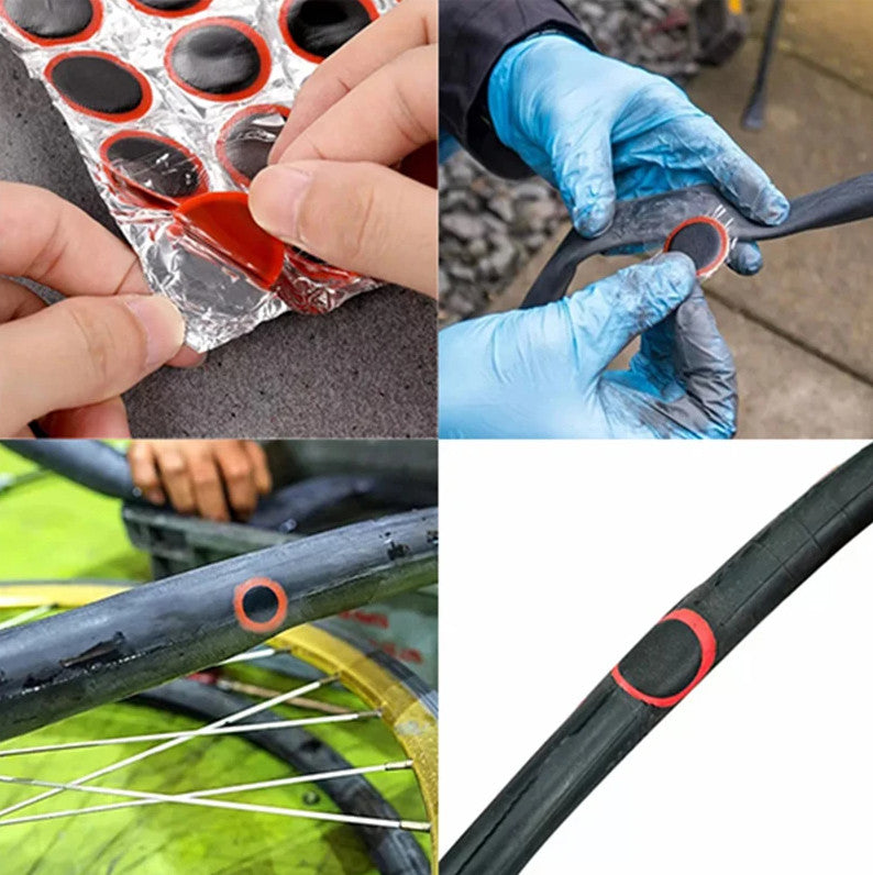 Bicycle Tire Repair Patches Kit - 10 Rectangular Glueless Puncture Patches