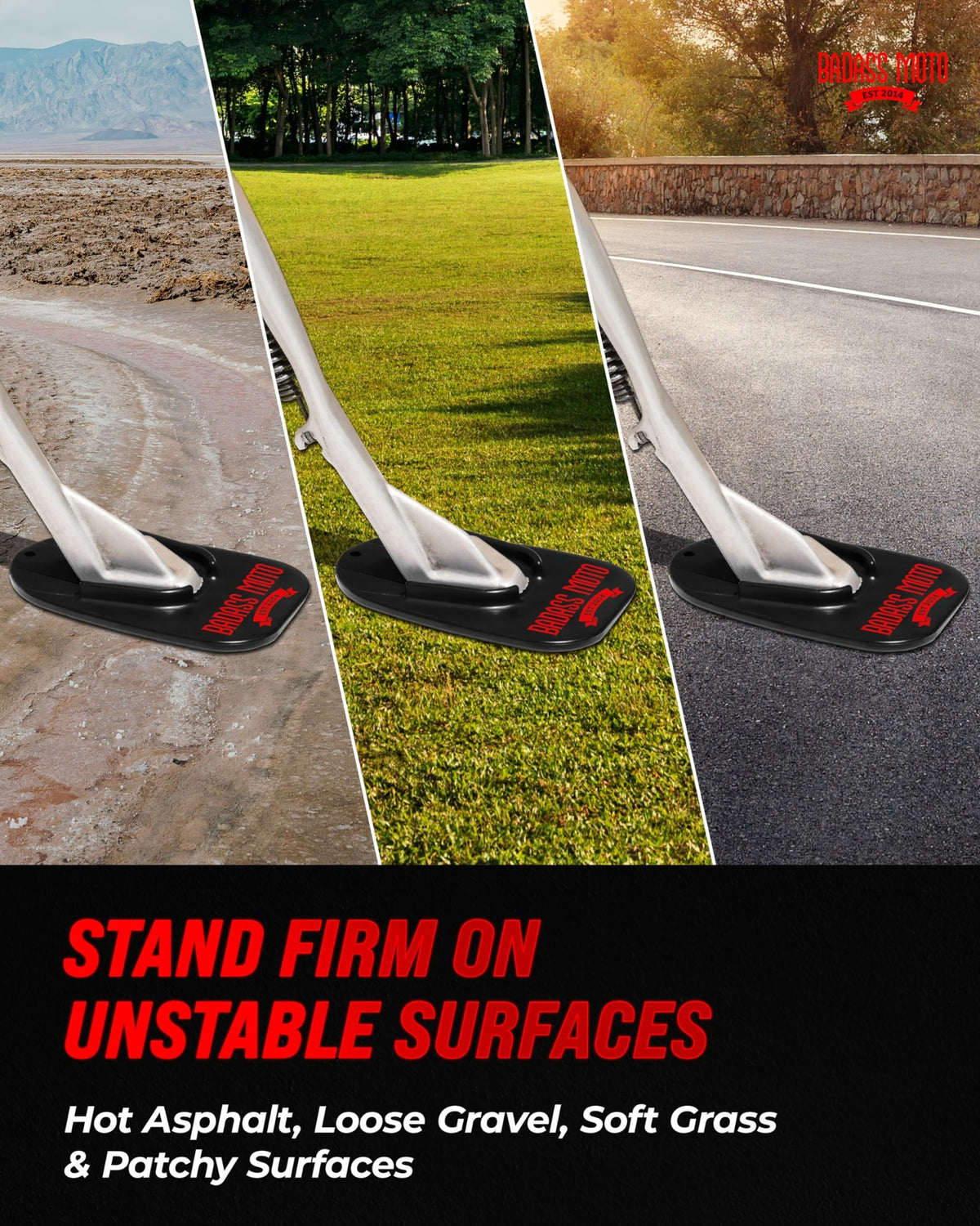 Motorcycle Kickstand Pad - Black Support Plate for Stable Parking