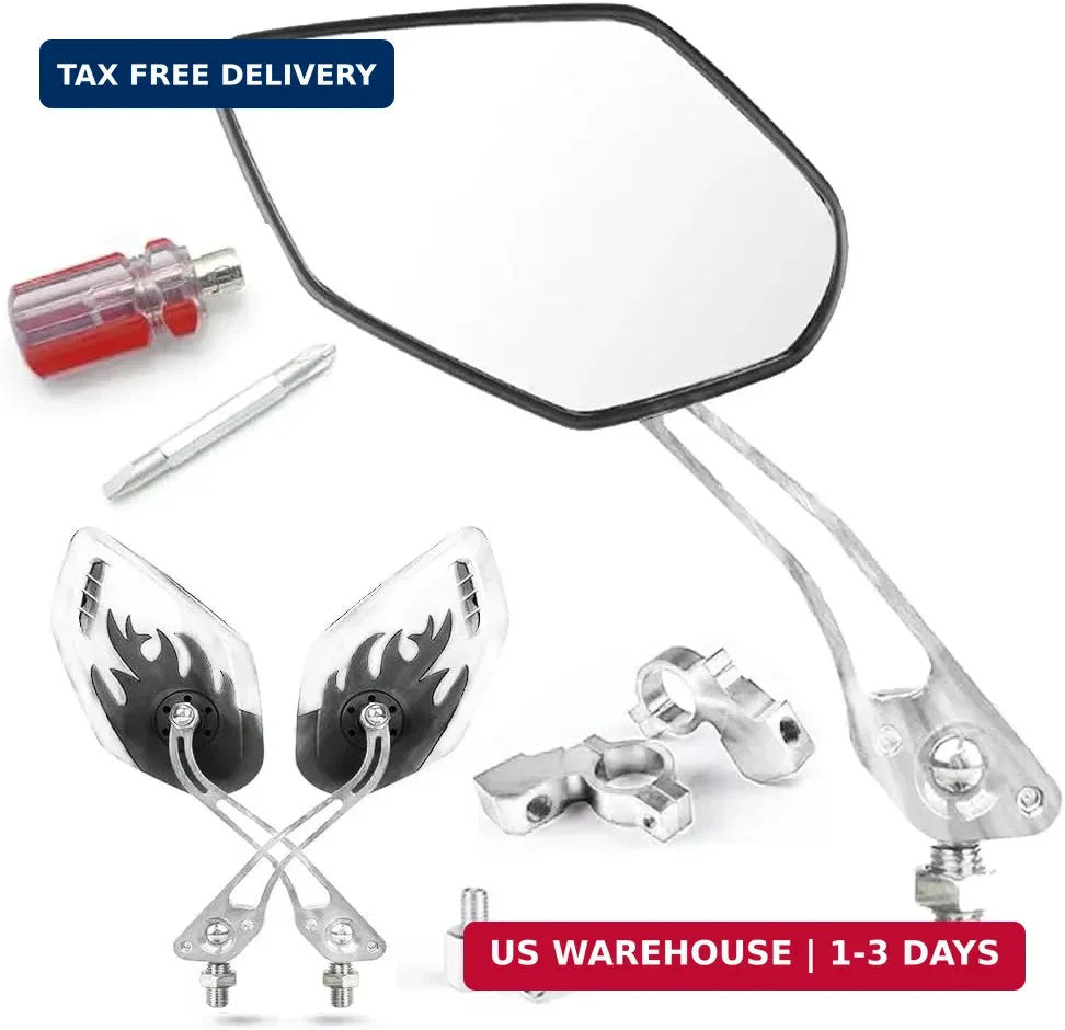 Rearview Mirror Set for Electric Bikes & Scooters - Wide View, Durable