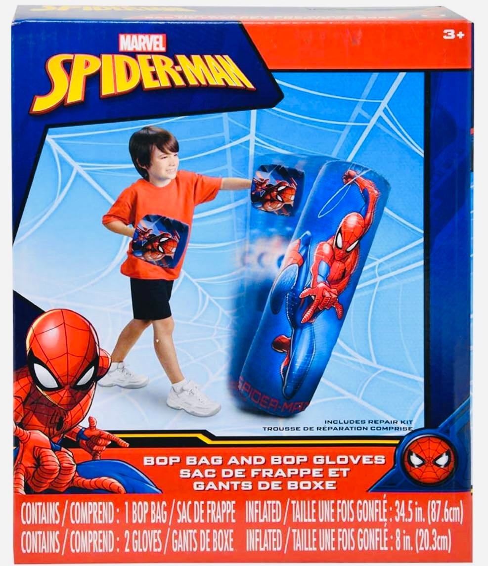 Kids Inflatable Punching Bag & Gloves Set - Superhero Exercise Toy 34.5"
