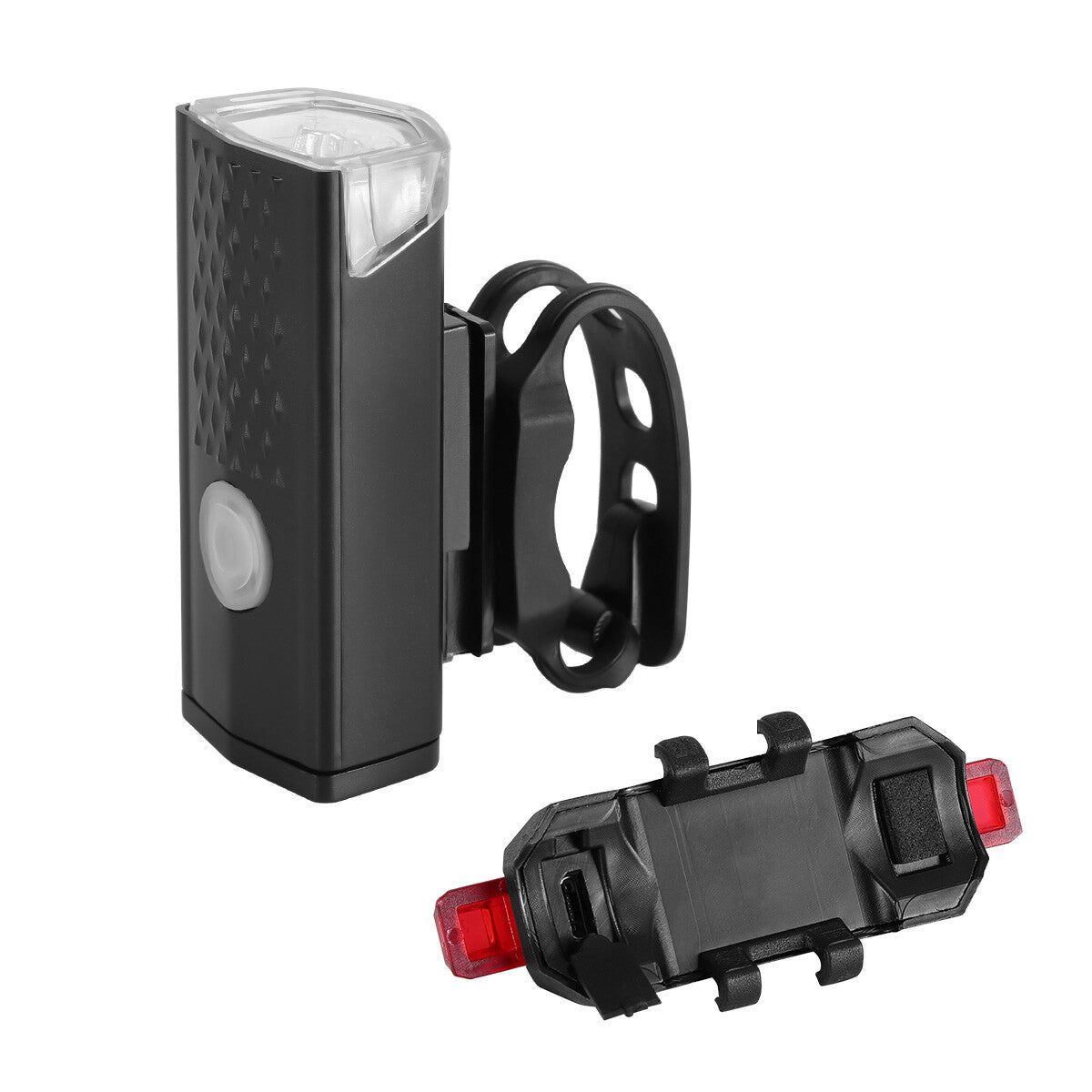 USB Rechargeable Bicycle Front and Rear LED Headlight Set - Waterproof Cycling Lights