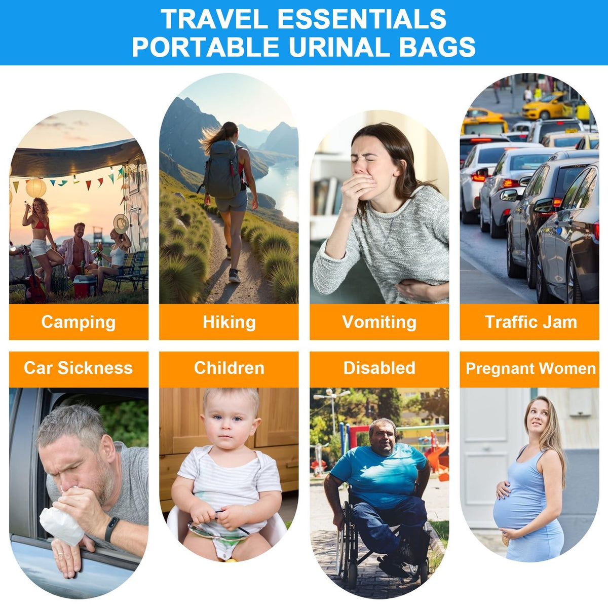 Disposable Urine Bags 12 Pcs 900ML Leakproof Portable Travel Pee Bags for Men Women Emergency