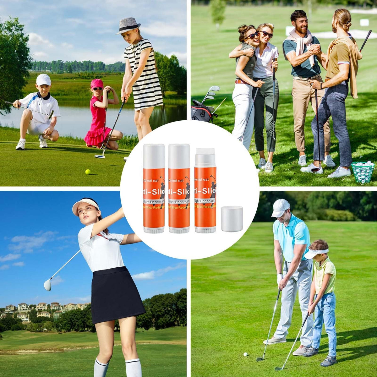 Golf Training Aid Anti-Slice Stick Set for Swing Practice - 3 Pieces