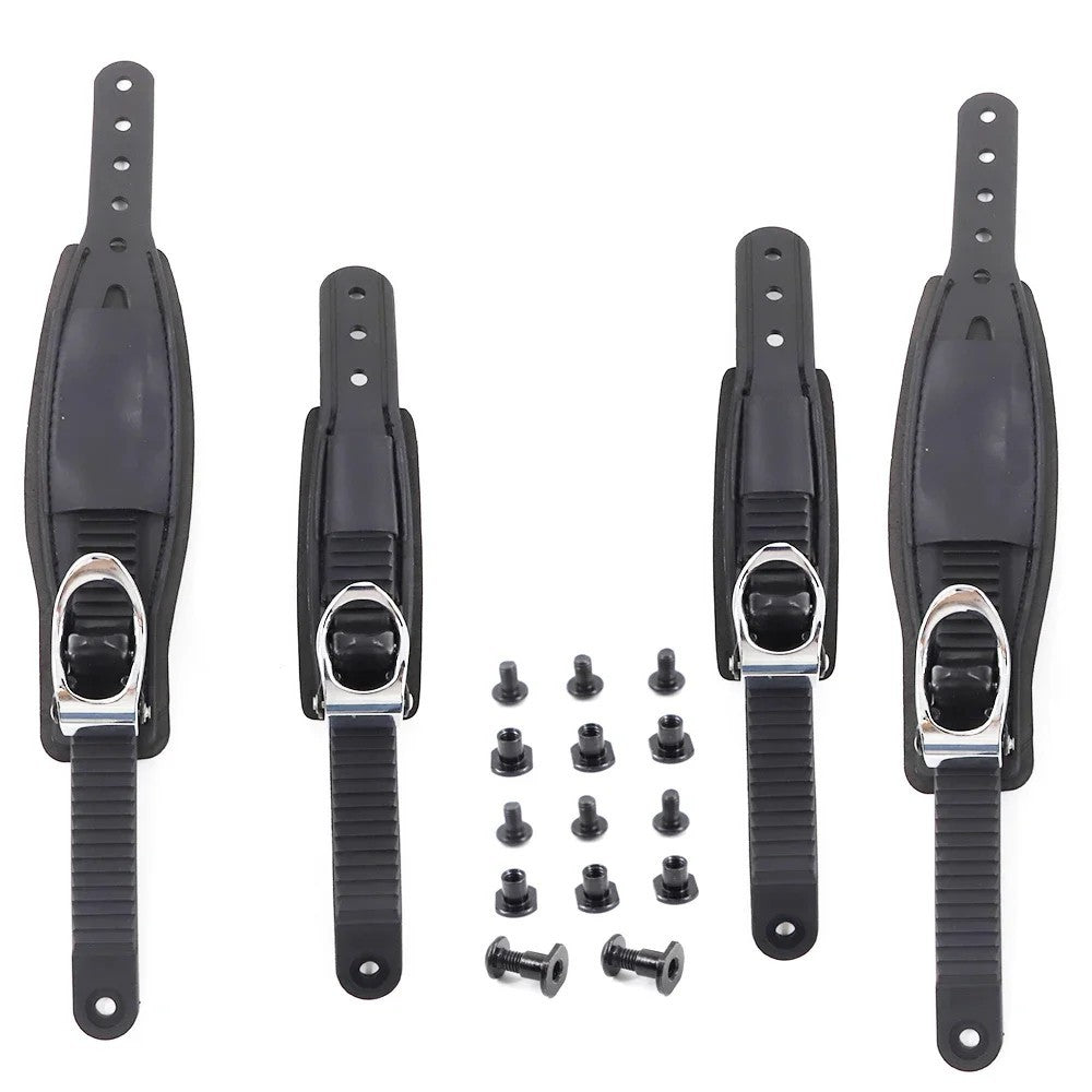 Snowboard Binding Buckles and Leather Ankle Straps - Black