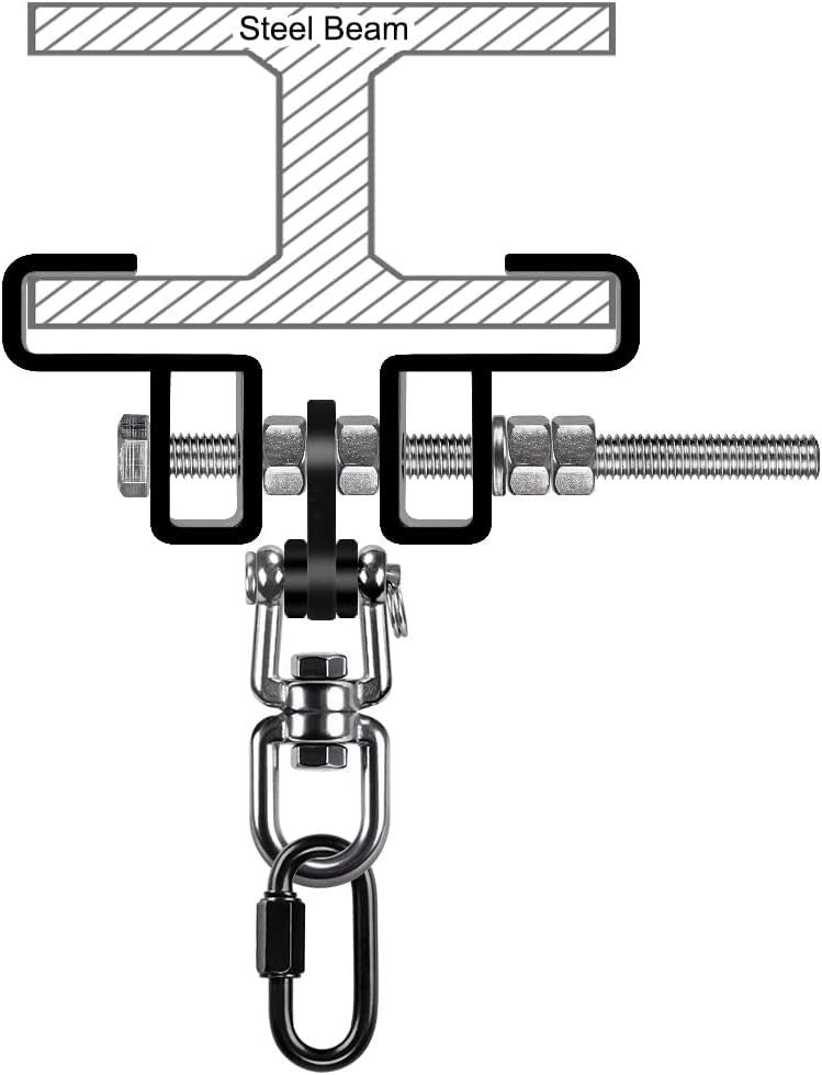 Heavy Duty Steel I Beam Clamp for Punching Bag Hanger - Up to 700 lbs