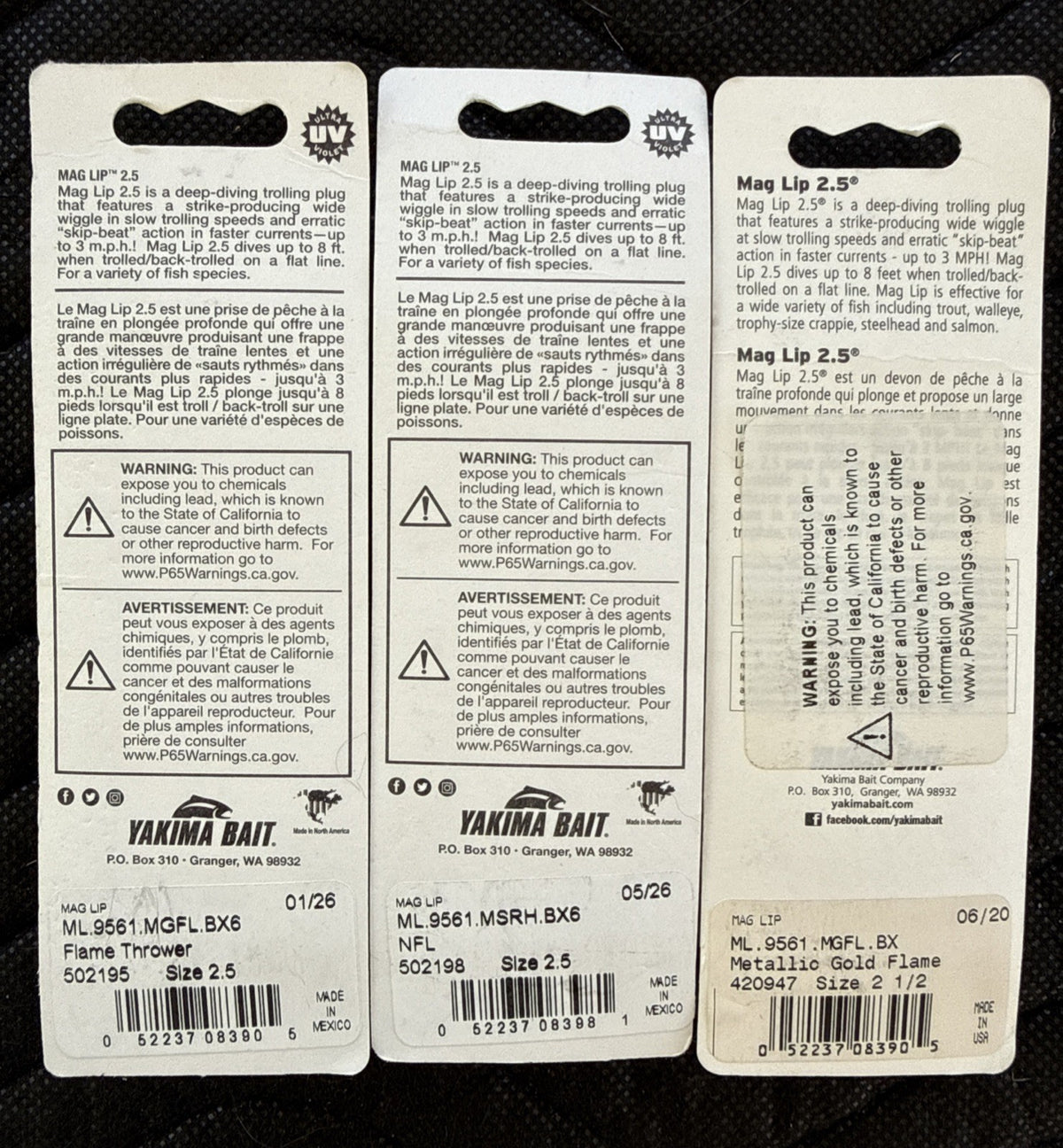 Yakima Mag Lip 2.5 Fishing Lure - Set of 3, New