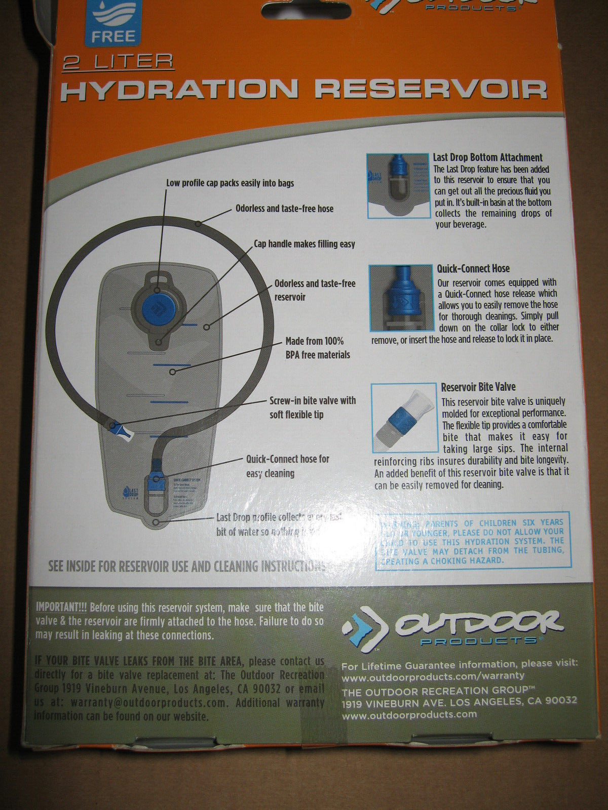 2L Hydration Reservoir Bladder BPA Free Water Pack Accessory