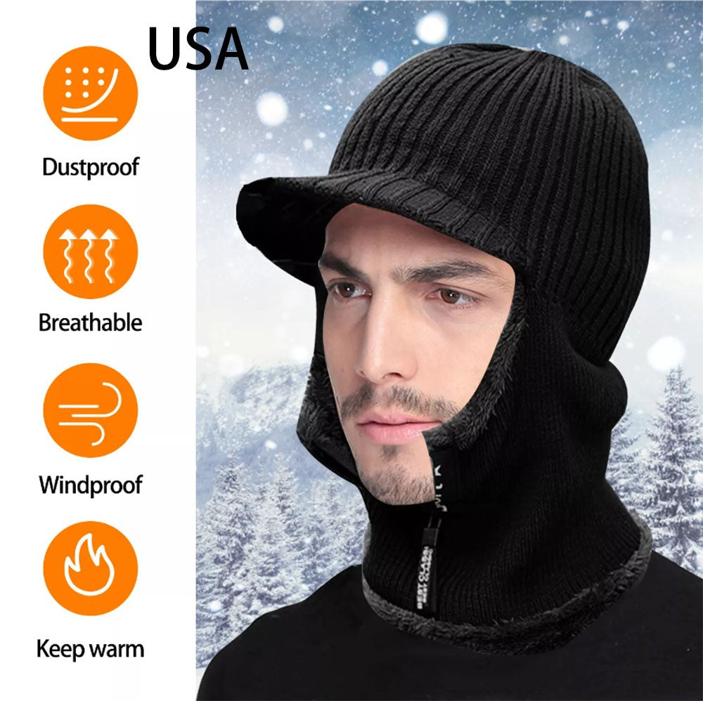 Winter Full Face Ski Mask Balaclava Windproof Fleece Neck Warmer - Black