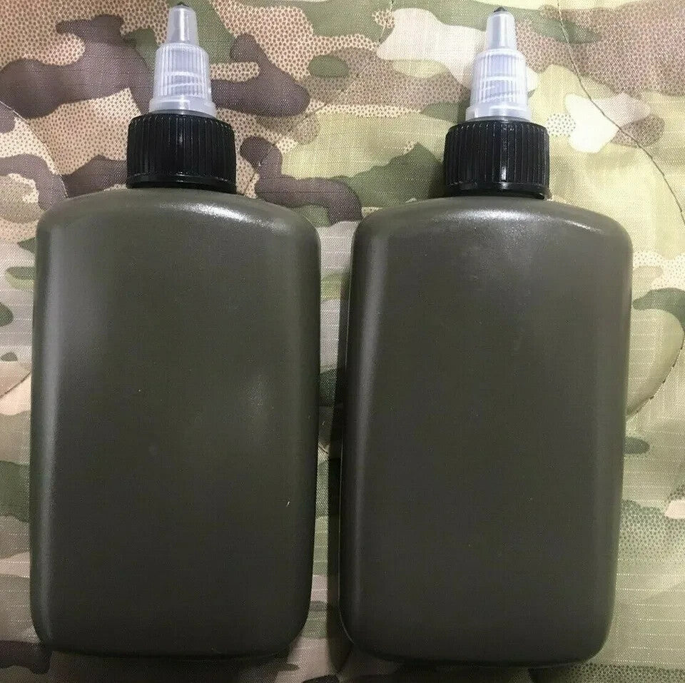 2 Pack Military-Style 4 oz Empty OD Green Weapons Oil Bottles